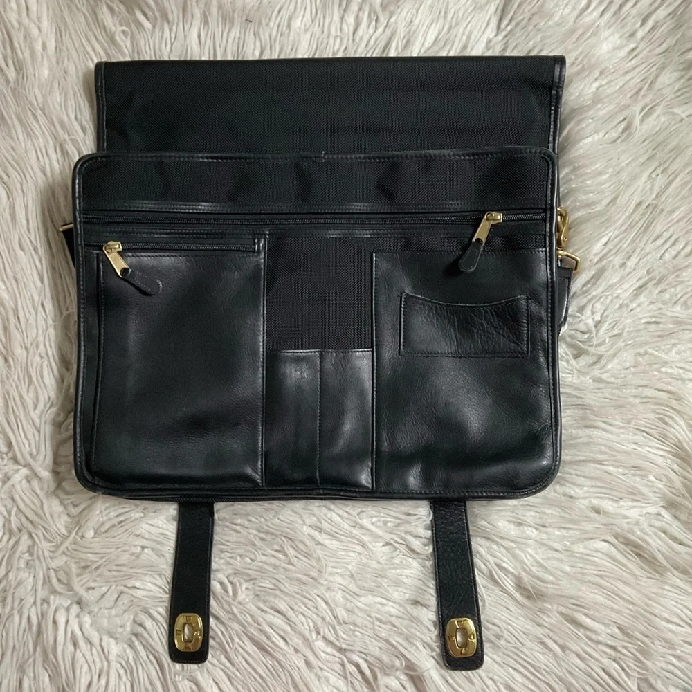 Coach Vintage Nylon Leather Trim Black Briefcase Messenger Laptop Travel Bag OS